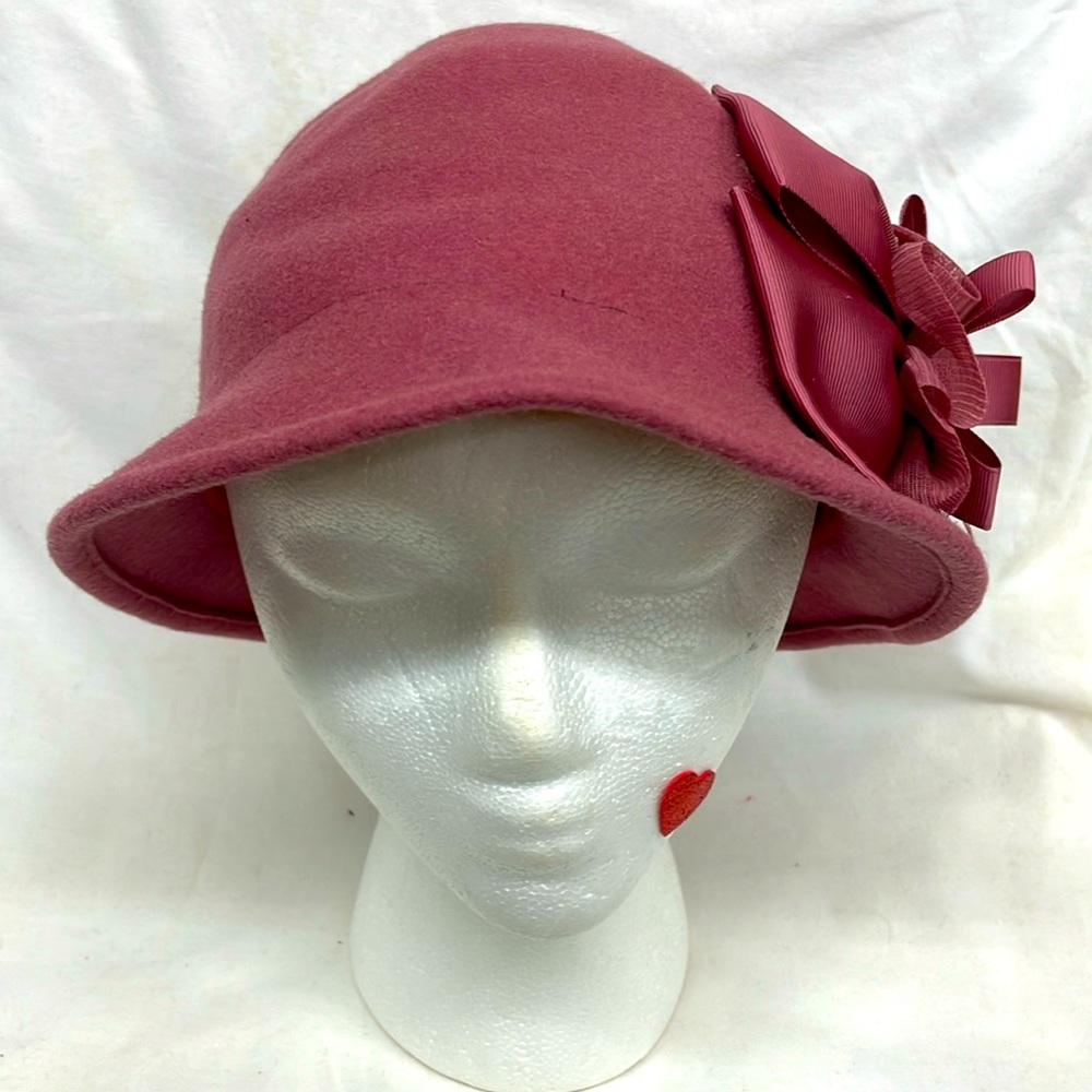 Claire’s 100% wool dressy bow lace winter hat ladies OS